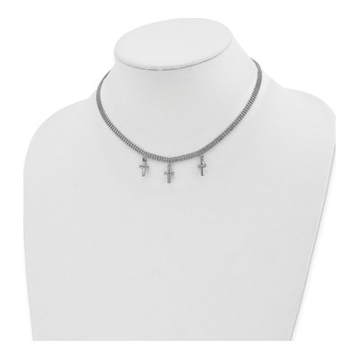 Sterling Silver 3-Cross Choker Necklace – view 2