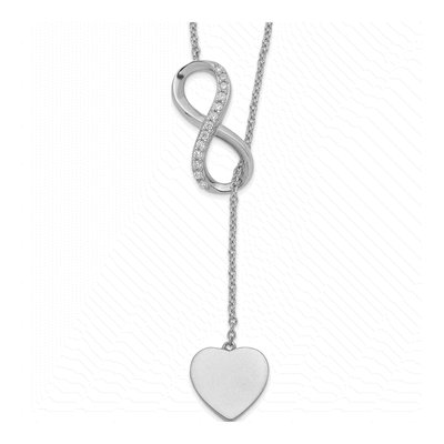 Sterling Silver CZ Infinity Heart Y-Necklace Pendant Necklace