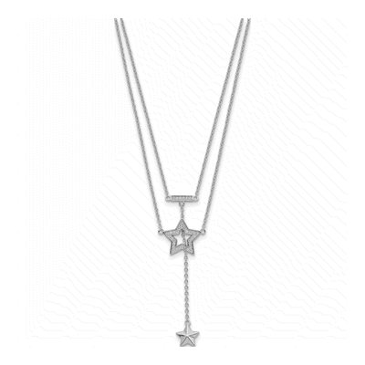 Sterling Silver CZ Star 2-Strand Pendant Necklace – view 3