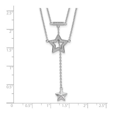 Sterling Silver CZ Star 2-Strand Pendant Necklace – view 4