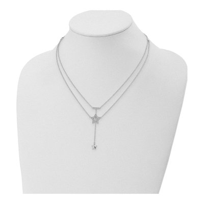 Sterling Silver CZ Star 2-Strand Pendant Necklace – view 5