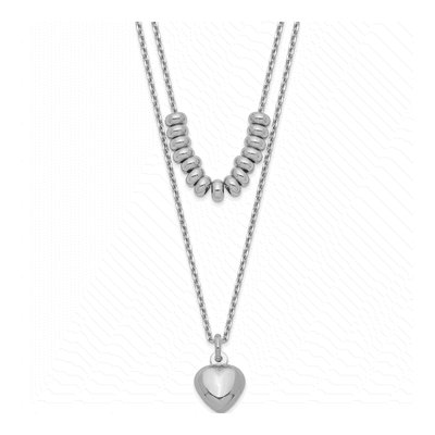 Sterling Silver 2-Strand Heart Pendant Necklace
