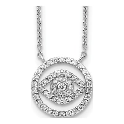 Sterling Silver CZ Evil Eye Pendant Necklace