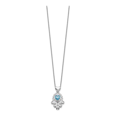 Sterling Silver CZ Hamsa Pendant Necklace – view 3