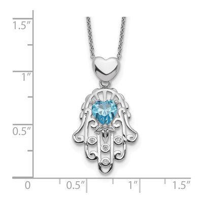 Sterling Silver CZ Hamsa Pendant Necklace – view 4