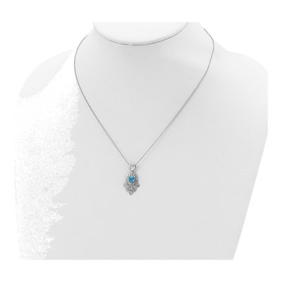 Sterling Silver CZ Hamsa Pendant Necklace – view 5