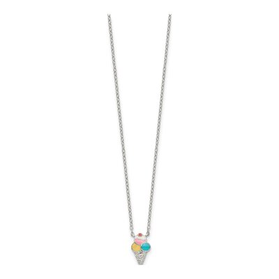Sterling Silver Ice Cream Cone for Girls Pendant Necklace – view 3