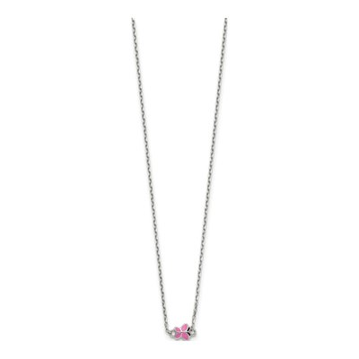 Sterling Silver Girl's Enamel Butterfly Pendant Necklace – view 3