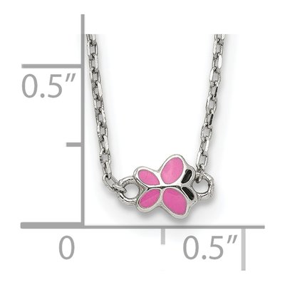 Sterling Silver Girl's Enamel Butterfly Pendant Necklace – view 4