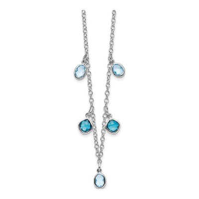 Sterling Silver Sky Blue Topaz & London Blue Topaz Necklace – view 3