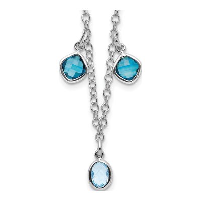 Sterling Silver Sky Blue Topaz & London Blue Topaz Necklace