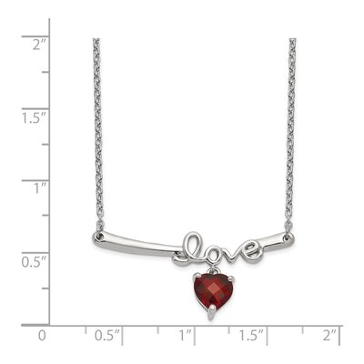 Sterling Silver Garnet Heart Necklace – view 3