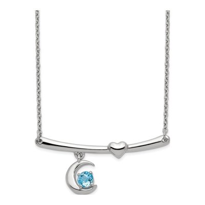 Sterling Silver Sky Blue Topaz Moon Necklace