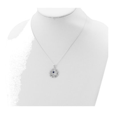 Sterling Silver Blue Clear CZ Cross Pendant Necklace – view 5