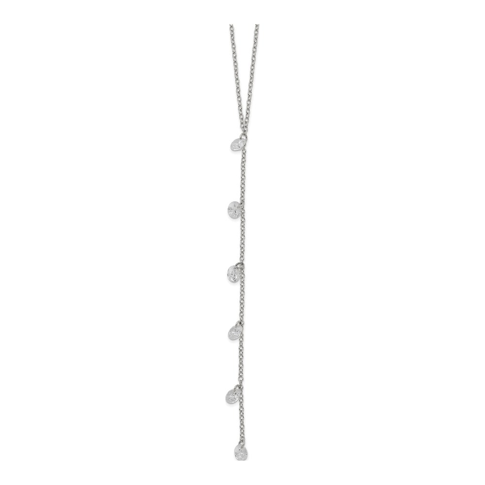 Sterling Silver CZ Dangle Necklace, 16in +2in Ext.
