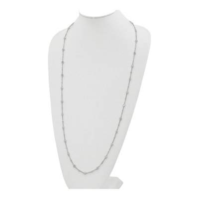 Sterling Silver White Topaz Station Necklace – view 3