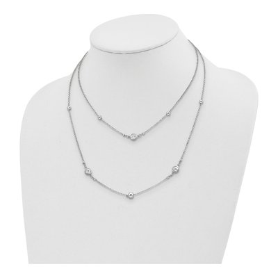 Sterling Silver CZ Beaded 2-Strand Necklace – view 3