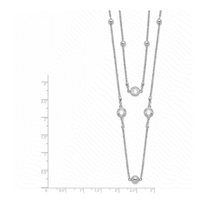 Sterling Silver CZ Beaded 2-Strand Necklace – view 4