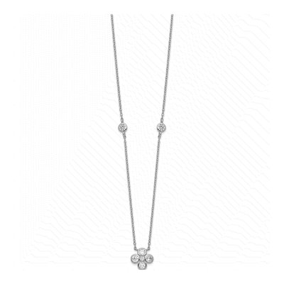 Sterling Silver CZ Flower Necklace – view 3