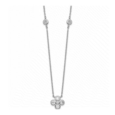 Sterling Silver CZ Flower Necklace