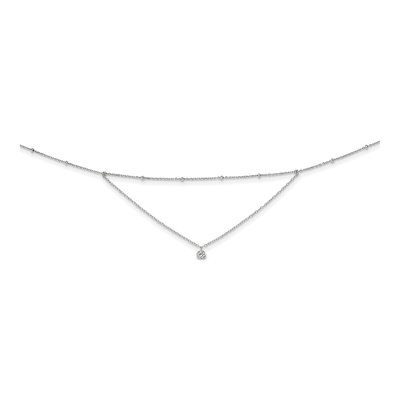 Sterling Silver CZ Beaded Choker Necklace