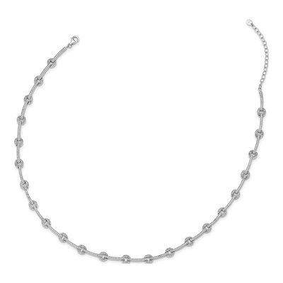Sterling Silver CZ Circle Bar Necklace – view 3