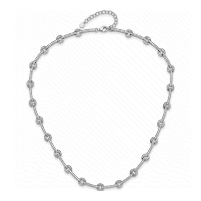 Sterling Silver CZ Circle Bar Necklace – view 5