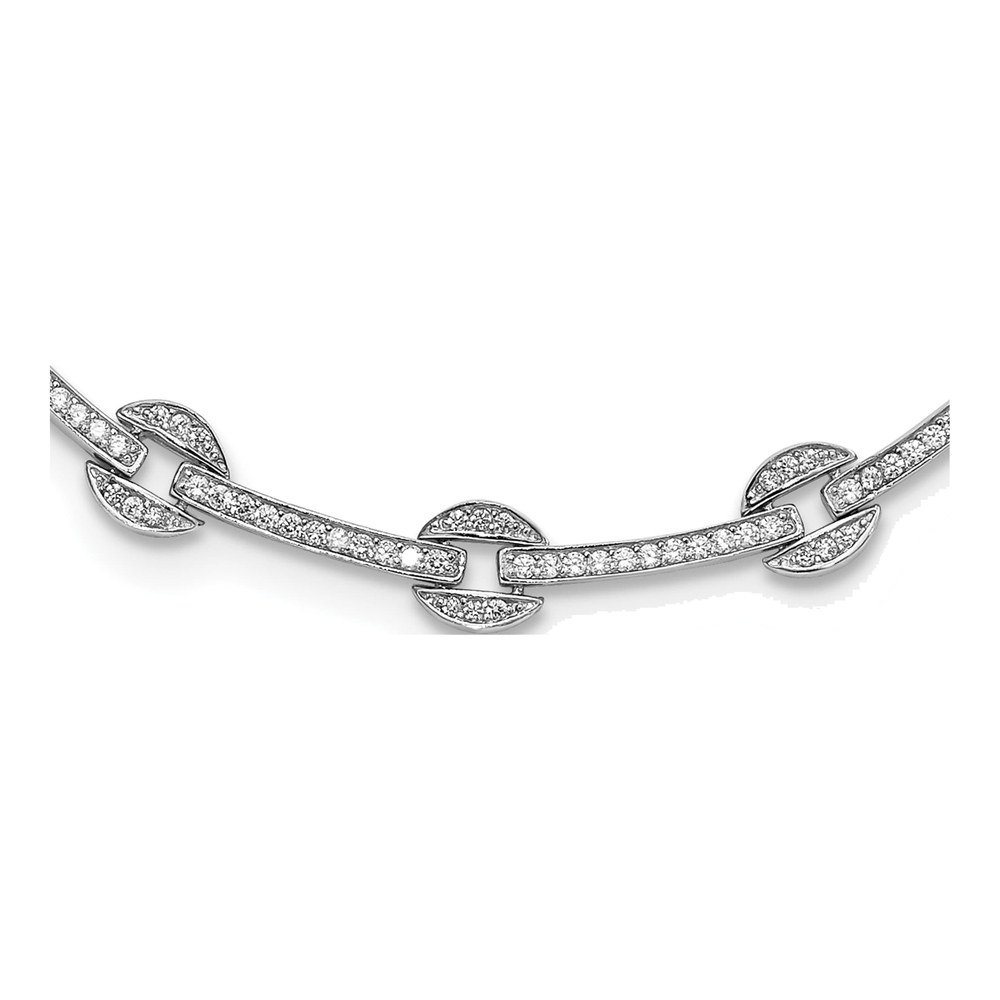Sterling Silver CZ Circle Bar Necklace, 16in+2in