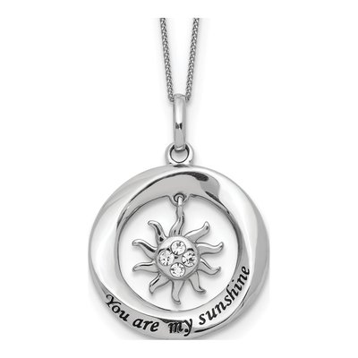 Sterling Silver 'you Are My Sunshine' Sun Pendant Necklace