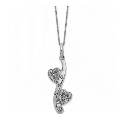 Sterling Silver Enamel Crystal Heart Pendant Necklace