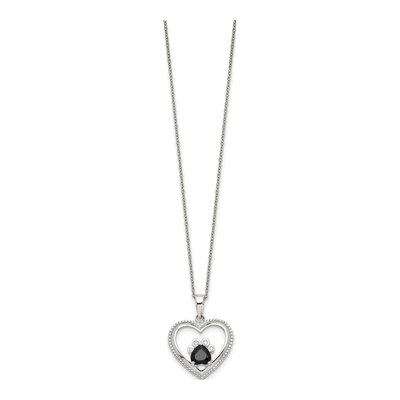 Sterling Silver CZ Heart Paw Print Pendant Necklace – view 3