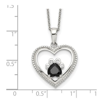 Sterling Silver CZ Heart Paw Print Pendant Necklace – view 4