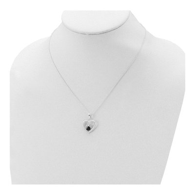 Sterling Silver CZ Heart Paw Print Pendant Necklace – view 5