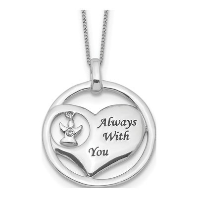 Sterling Silver Angel Heart Memorial Pendant Necklace