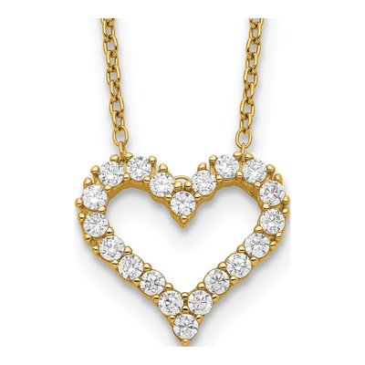 Gold-Plated Sterling Silver CZ Heart Pendant Necklace