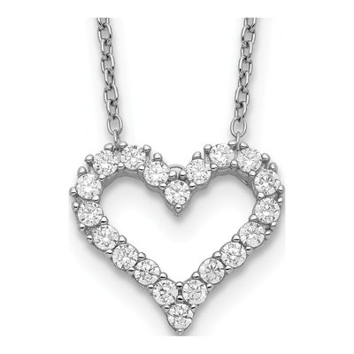 Sterling Silver CZ Open Heart Pendant Necklace