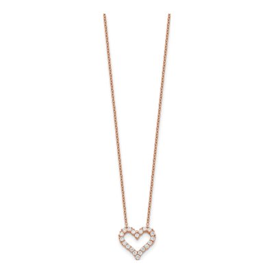 Rose Gold-Plated Sterling Silver CZ Heart Pendant Necklace – view 3