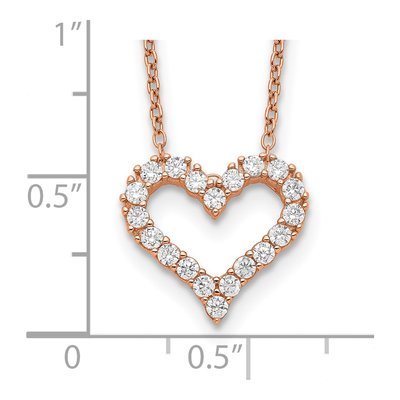 Rose Gold-Plated Sterling Silver CZ Heart Pendant Necklace – view 4