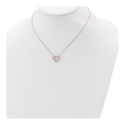 Rose Gold-Plated Sterling Silver CZ Heart Pendant Necklace – view 5