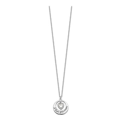 Sterling Silver I Love You Mom CZ Heart Pendant Necklace – view 3