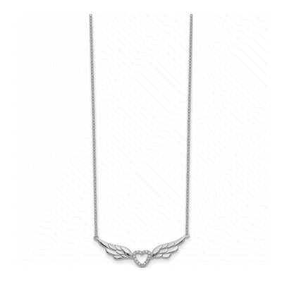 Sterling Silver CZ Heart Pendant Necklace – view 3