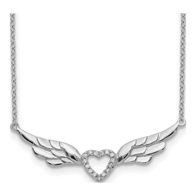 Sterling Silver CZ Heart Pendant Necklace