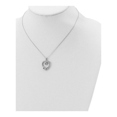 Sterling Silver Claddagh Heart CZ Pendant Necklace – view 5