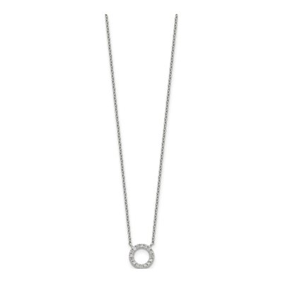 Sterling Silver CZ Circle Necklace – view 3