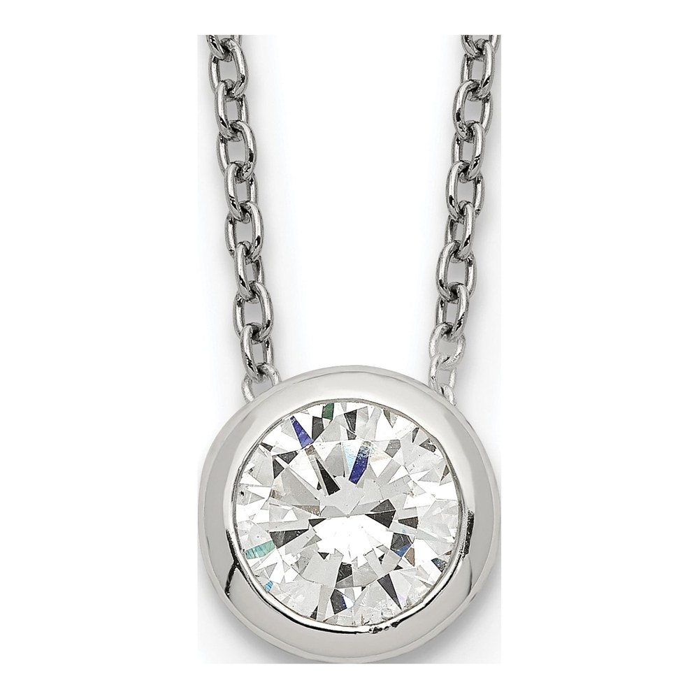 Sterling Silver Bezel CZ Necklace