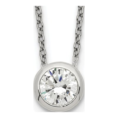 Sterling Silver Bezel CZ Necklace