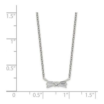 Sterling Silver CZ Bow Necklace – view 2