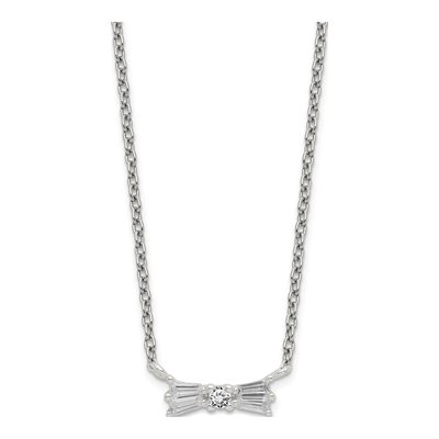 Sterling Silver CZ Bow Necklace