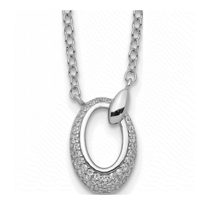Sterling Silver CZ Circle Necklace