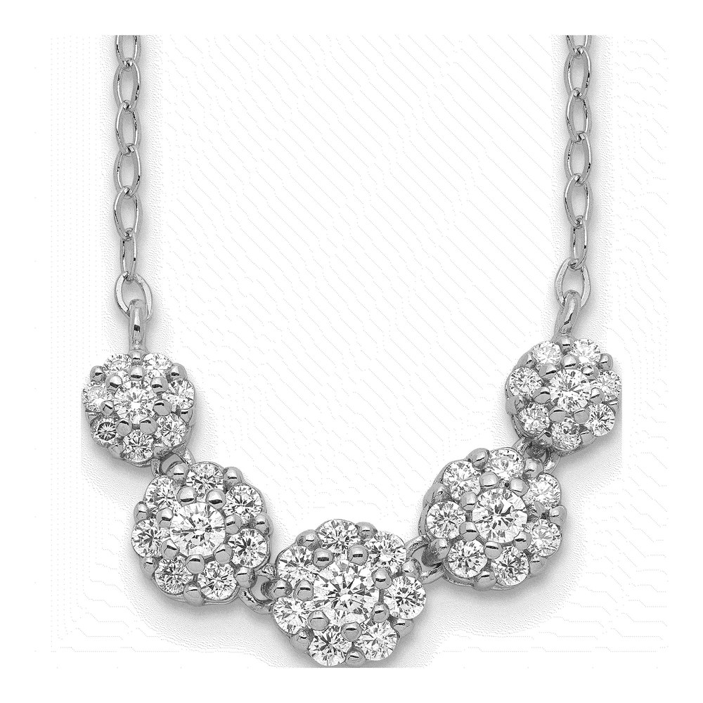Sterling Silver CZ Circles Necklace, 16.5in